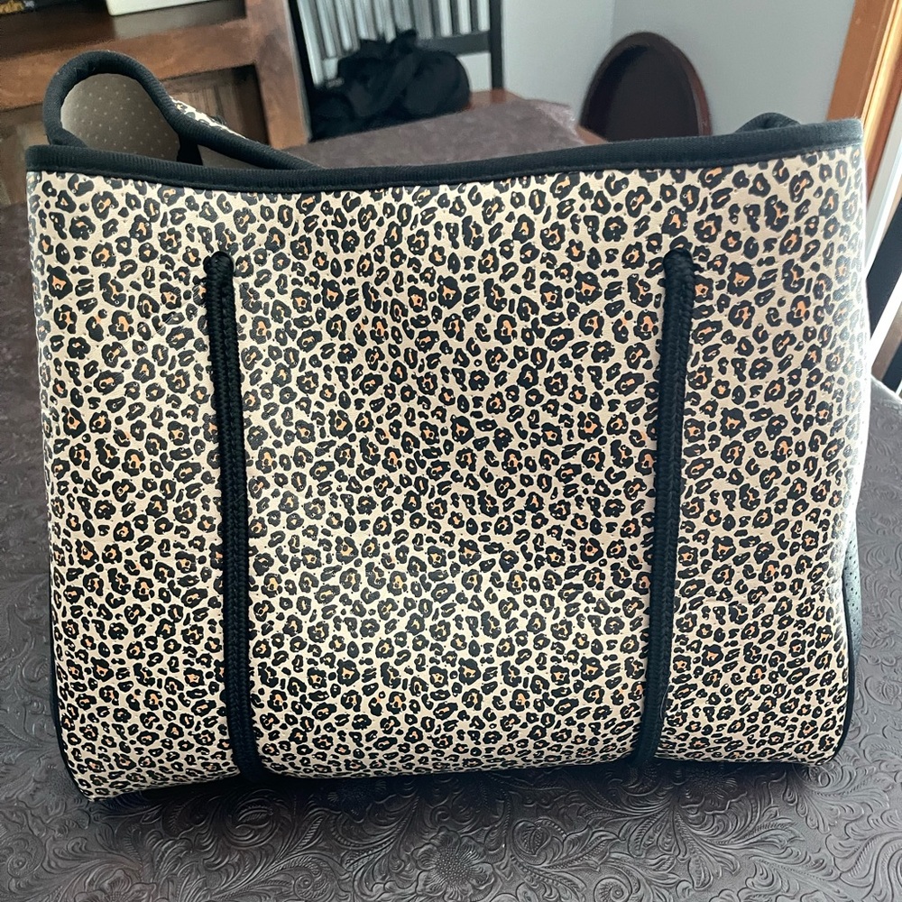 Anthropologie Leopard Print Tote Bag - Black and Tan